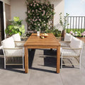 Set da pranzo da esterno 5/7 pz Mobili da pranzo da patio con 4/6 sedie a sdraio in rattan e tavolo in legno di acacia resistente alle intemperie, naturale - ModernLuxe