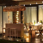 Ensemble de bar de jardin extérieur EROMMY, bar de patio en osier avec 2 tabourets, étagère de rangement pour jardin ou bord de piscine