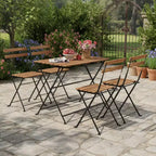 Set da pranzo Gymax da 5 pezzi per patio in legno di acacia con sedie pieghevoli con sedili a doghe e ripiano robusti telai in metallo per esterni e interni