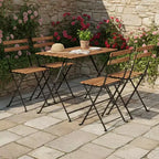 Set da pranzo Gymax da 5 pezzi per patio in legno di acacia con sedie pieghevoli con sedili a doghe e ripiano robusti telai in metallo per esterni e interni