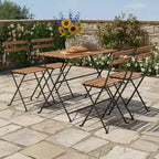 Set da pranzo Gymax da 5 pezzi per patio in legno di acacia con sedie pieghevoli con sedili a doghe e ripiano robusti telai in metallo per esterni e interni