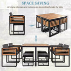 Ensemble de salle à manger GDFStudio Donald de 9 pièces pour patio en bois d'acacia avec table carrée, 4 chaises rembourrées et 4 tabourets