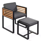 Ensemble de salle à manger GDFStudio Donald de 9 pièces pour patio en bois d'acacia avec table carrée, 4 chaises rembourrées et 4 tabourets