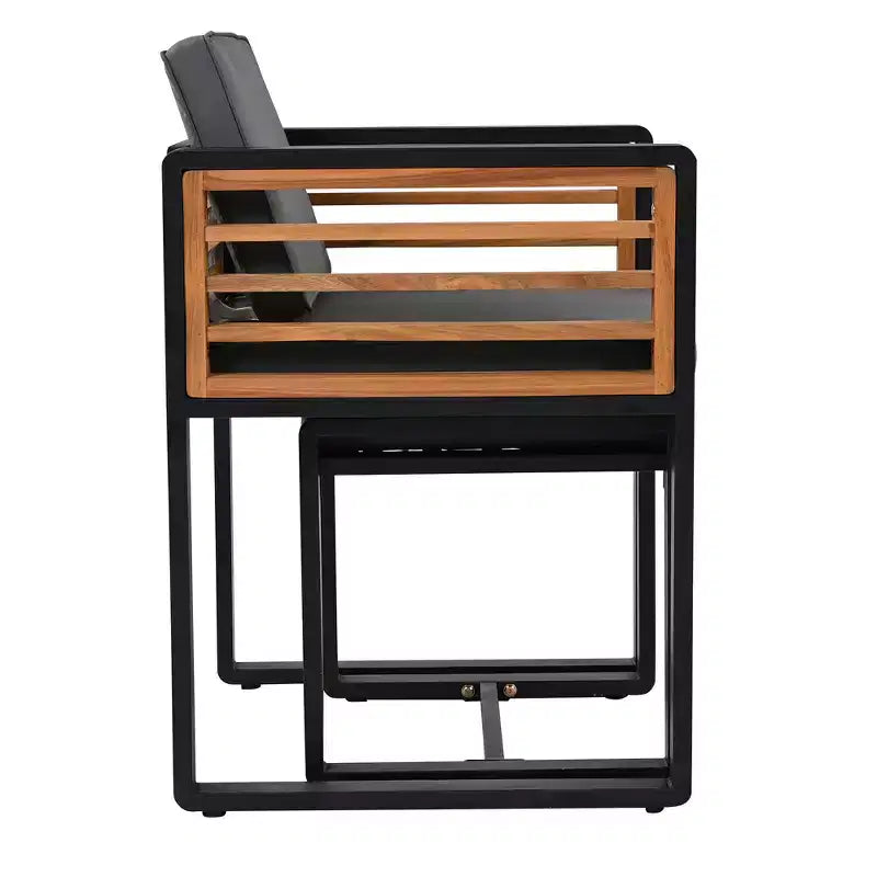 Ensemble de salle à manger GDFStudio Donald de 9 pièces pour patio en bois d'acacia avec table carrée, 4 chaises rembourrées et 4 tabourets