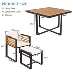 Ensemble de salle à manger GDFStudio Donald de 9 pièces pour patio en bois d'acacia avec table carrée, 4 chaises rembourrées et 4 tabourets