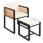 Ensemble de salle à manger GDFStudio Donald de 9 pièces pour patio en bois d'acacia avec table carrée, 4 chaises rembourrées et 4 tabourets