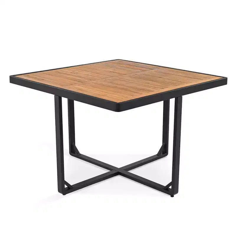 Ensemble de salle à manger GDFStudio Donald de 9 pièces pour patio en bois d'acacia avec table carrée, 4 chaises rembourrées et 4 tabourets