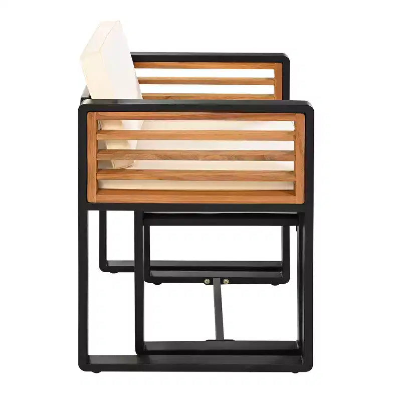 Ensemble de salle à manger GDFStudio Donald de 9 pièces pour patio en bois d'acacia avec table carrée, 4 chaises rembourrées et 4 tabourets