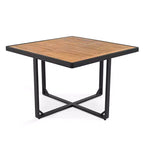 GDFStudio Ernest Patio Ensemble de Salle à Manger Moderne 18 Pièces en Bois d'Acacia avec 2 Tables, 8 Chaises Coussins et 8 Ottomans