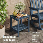 Set 2 sedie a dondolo da esterno in HDPE con tavolino - Sedie a dondolo alte da portico in polietilene per adulti - Mobili da esterno resistenti a tutte le intemperie per patio