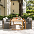 Christopher Knight Home Calvin Set da Pranzo Moderno da Esterno a 5 Pezzi in Legno di Acacia con 4 Sedie Girevoli e Tavolo
