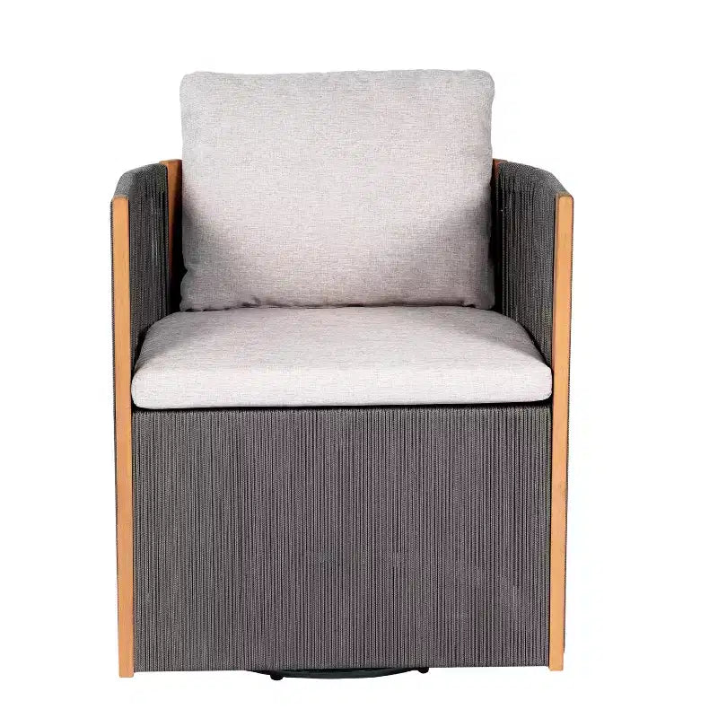 Christopher Knight Home Calvin Set da Pranzo Moderno da Esterno a 5 Pezzi in Legno di Acacia con 4 Sedie Girevoli e Tavolo