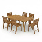 Christopher Knight Home Alessandro Set da pranzo moderno in 7 pezzi in legno di acacia con design a doghe