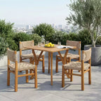 Christopher Knight Home Fra Farmhouse 5 Piece Acacia Wood Dining Set with Wicker and Slatted Design
