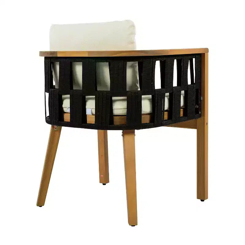 Christopher Knight Home Gavin Ensemble de salle à manger moderne 5 pièces en bois d'acacia avec 4 chaises de salle à manger en osier tressé