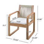 Christopher Knight Home Chasel – Ensemble de salle à manger moderne 5 pièces pour patio en bois d'acacia avec 4 chaises de salle à manger en corde