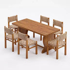 Christopher Knight Home Antonella, set da pranzo in 7 pezzi, in legno di acacia con design a doghe e in vimini
