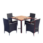 GDFStudio Edie set da pranzo da esterni moderno in legno di acacia e metallo, 5 pezzi con 4 sedie