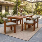 Christopher Knight Home Lucia Ensemble de salle à manger moderne 7 pièces pour patio en acacia, rembourré, avec dossier rond et table à lattes