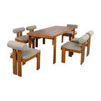 Christopher Knight Home Lucia Ensemble de salle à manger moderne 7 pièces pour patio en acacia, rembourré, avec dossier rond et table à lattes
