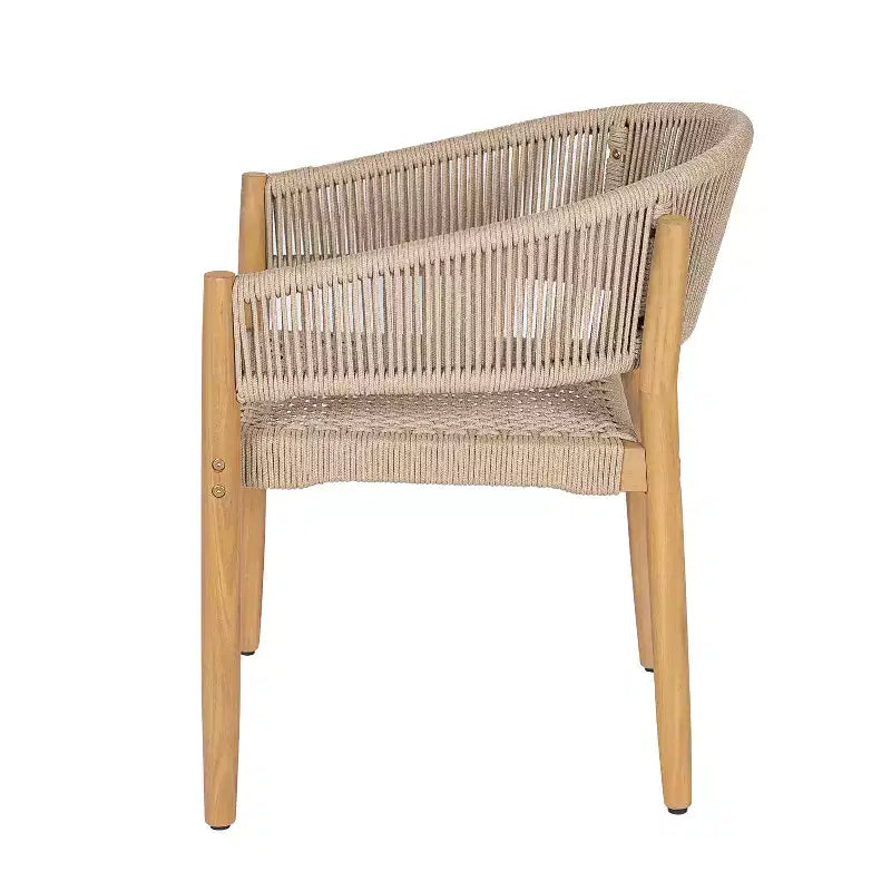 Christopher Knight Home Emeric Set da Pranzo da Esterno Bohemien 9 Pezzi in Legno di Acacia e Corda con Tavolo a Doghe