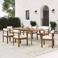 Christopher Knight Home Merlin Patio Rustic 7-Piece Acacia Wood Outdoor Expandable Dining Set with Cushioned Dining Chairs