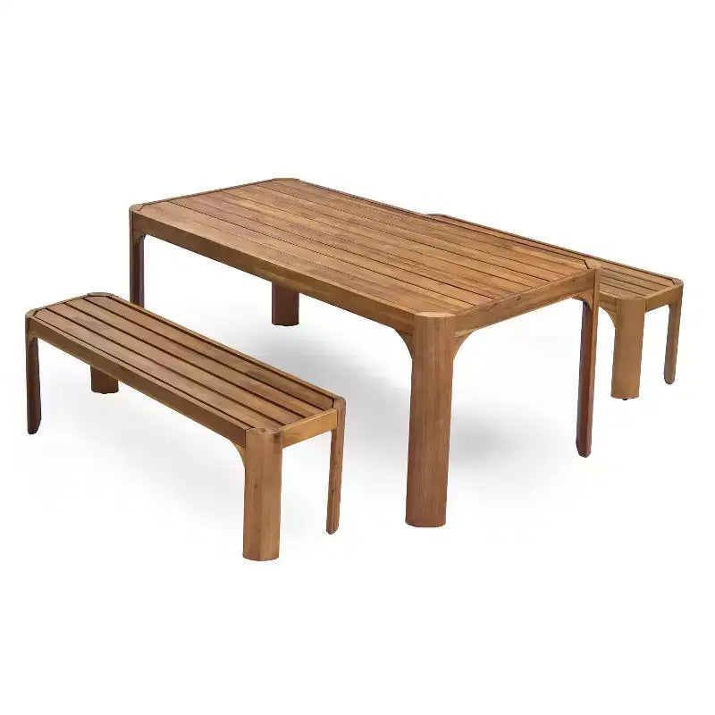 Christopher Knight Home Bao Set da Pranzo Moderno a 3 Pezzi per Patio in Legno di Acacia con Design a Doghe
