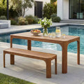 Christopher Knight Home Bao Modern 2 Piece Acacia Wood Patio Dining Set with Slatted Design