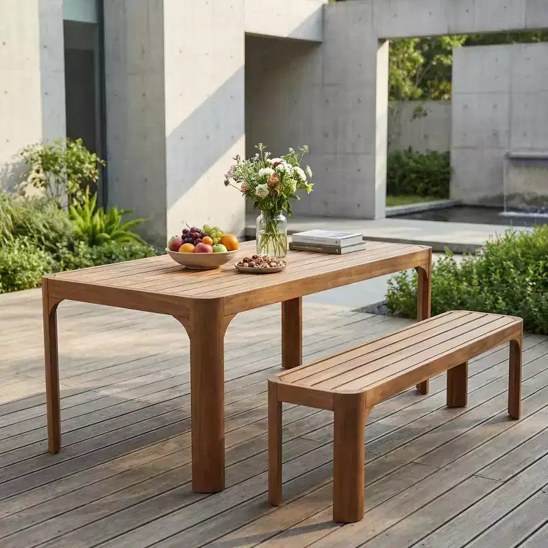 Christopher Knight Home Bao Ensemble de salle à manger moderne de 2 pièces en bois d'acacia avec design à lattes
