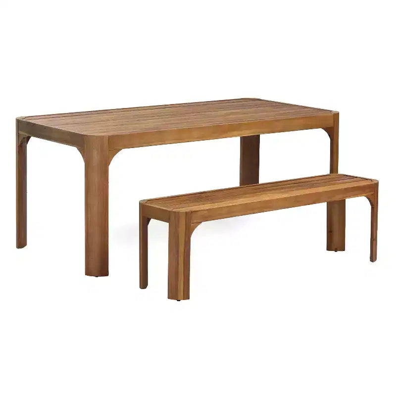 Christopher Knight Home Bao Ensemble de salle à manger moderne de 2 pièces en bois d'acacia avec design à lattes