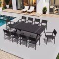 Crestlive Products Outdoor 11pcs Patio Dining Set Stackable Armchairs Wood Like Table With Umbrella Hole For Large Gatherings