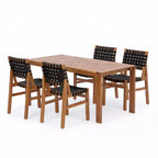 Christopher Knight Home Prem Modern Set da pranzo da esterno 5 pezzi in legno di acacia con corda intrecciata in PE e tavolo a doghe