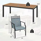 Gymax Ensemble de salle à manger d'extérieur 9 pièces pour 8 personnes avec tissu à séchage rapide et bois d'acacia robuste pour le jardin