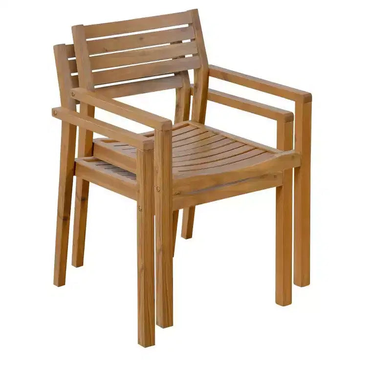 Set da pranzo da esterni in legno di acacia a 5 pezzi per 4 persone, tavolo rotondo con piano a doghe e 4 sedie, mobili da giardino per patio, bordo piscina-Panipeachy