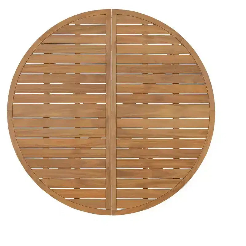 Set da pranzo da esterni in legno di acacia a 5 pezzi per 4 persone, tavolo rotondo con piano a doghe e 4 sedie, mobili da giardino per patio, bordo piscina-Panipeachy