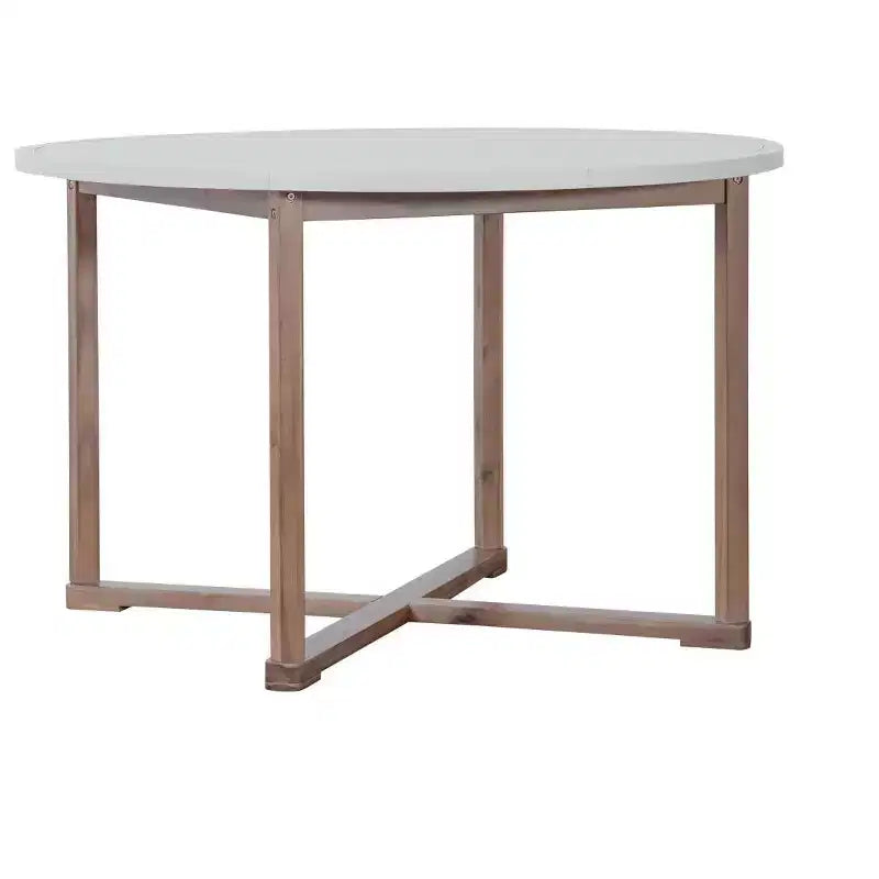 Set da pranzo da esterni in legno di acacia a 5 pezzi per 4 persone, tavolo rotondo con piano a doghe e 4 sedie, mobili da giardino per patio, bordo piscina-Panipeachy