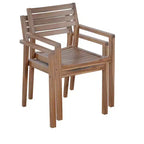 Set da pranzo da esterni in legno di acacia a 5 pezzi per 4 persone, tavolo rotondo con piano a doghe e 4 sedie, mobili da giardino per patio, bordo piscina-Panipeachy