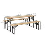 Tavolo da picnic portatile e set di panche da 6 piedi, tavolo da pranzo pieghevole in legno da esterno per attività in patio e giardino