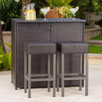 Christopher Knight Home Toronto Set da Bar da Esterno Tradizionale in Rattan, 3 Pezzi