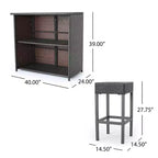 Christopher Knight Home Toronto Set da Bar da Esterno Tradizionale in Rattan, 3 Pezzi