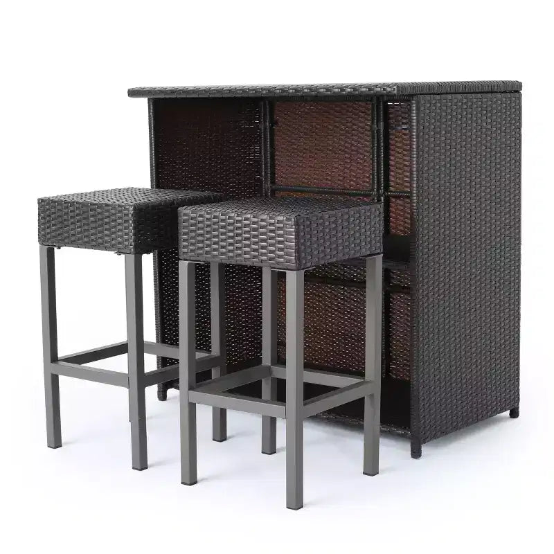 Christopher Knight Home Toronto Set da Bar da Esterno Tradizionale in Rattan, 3 Pezzi