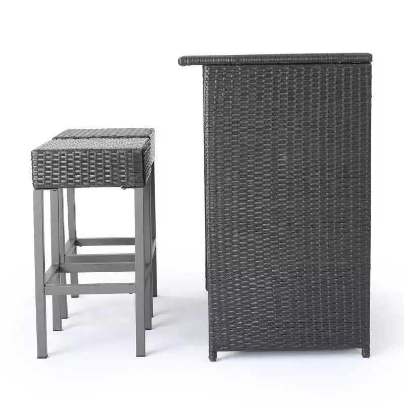 Christopher Knight Home Toronto Set da Bar da Esterno Tradizionale in Rattan, 3 Pezzi