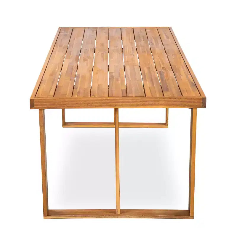 Set da pranzo per esterni da 7 pezzi con tavolo in legno di acacia e 6 sedie imbottite, mobili da pranzo per patio per giardino, terrazza e bordo piscina-Panipeachy