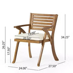 Ensemble de salle à manger d'extérieur 3 pièces, table et chaises Hermosa en bois KD avec coussins, finition teck