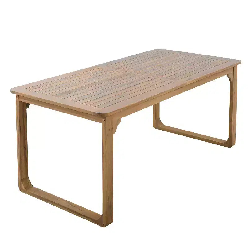 ModernLuxe Set da Pranzo per Esterni da 5/7 Pezzi, Tavolo in Legno di Acacia da 180 cm con Cuscini + 6 Sedie da Pranzo con Schienale in Corda, Finitura Teak Chiaro
