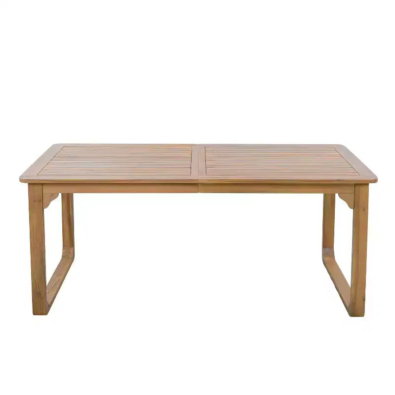 ModernLuxe Set da Pranzo per Esterni da 5/7 Pezzi, Tavolo in Legno di Acacia da 180 cm con Cuscini + 6 Sedie da Pranzo con Schienale in Corda, Finitura Teak Chiaro