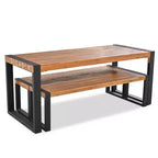 GDFStudio Ensemble de salle à manger Wesley avec table et 2 bancs en bois d'acacia et acier pour terrasse