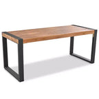 GDFStudio Ensemble de salle à manger Wesley avec table et 2 bancs en bois d'acacia et acier pour terrasse