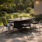 Christopher Knight Home Freya Ensemble de salle à manger d'extérieur moderne 7 pièces en métal avec table ovale et rotin synthétique