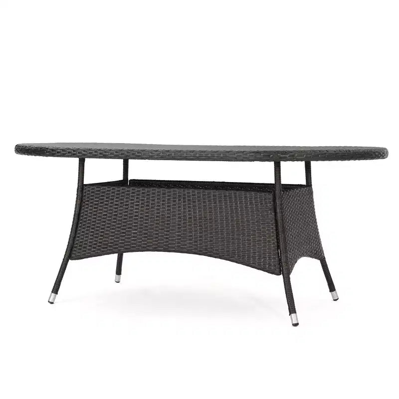 Christopher Knight Home Freya Ensemble de salle à manger d'extérieur moderne 7 pièces en métal avec table ovale et rotin synthétique